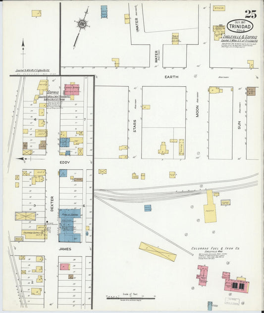 Sanborn Fire Insurance Map from Trinidad, Las Animas County, Colorado (1917), Sheet #0025 - Historic Sanborn Fire Insurance Map Print, vintage old map wall art, antique decor, genealogy gift, Colorado Colorado map