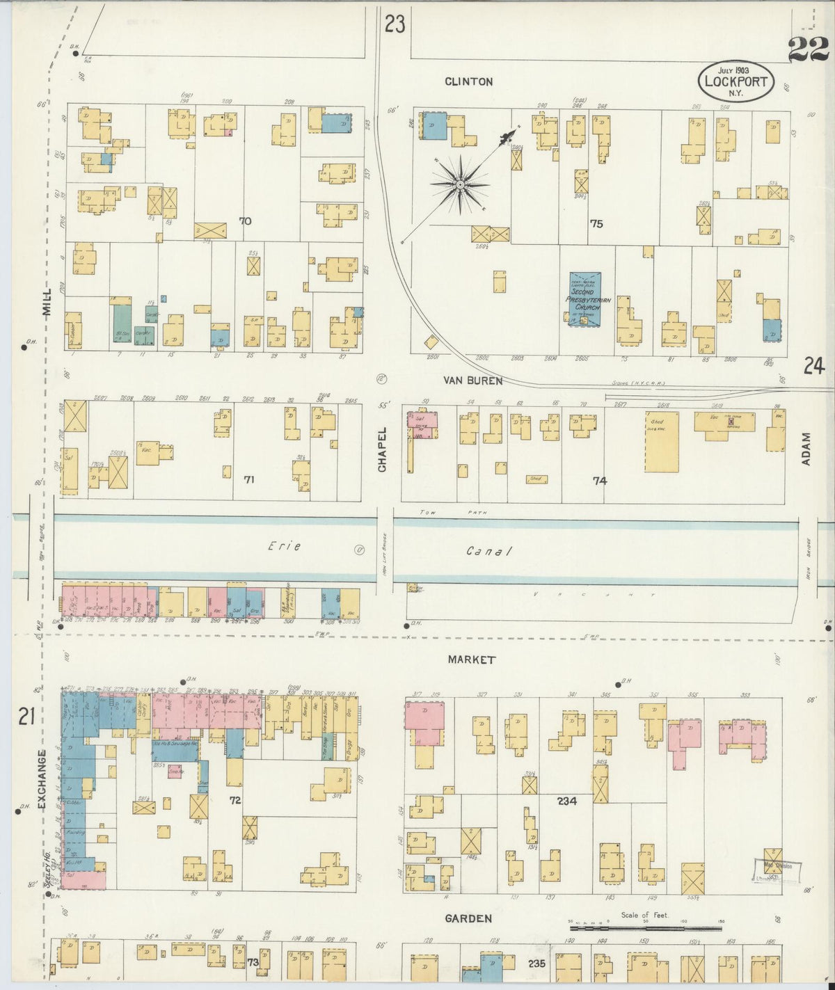 Sanborn Fire Insurance Map from Lockport, Niagara County, New York (1903), Sheet #0022 - Complete Map Set gallery image, historic Sanborn map, vintage wall art, New York New York