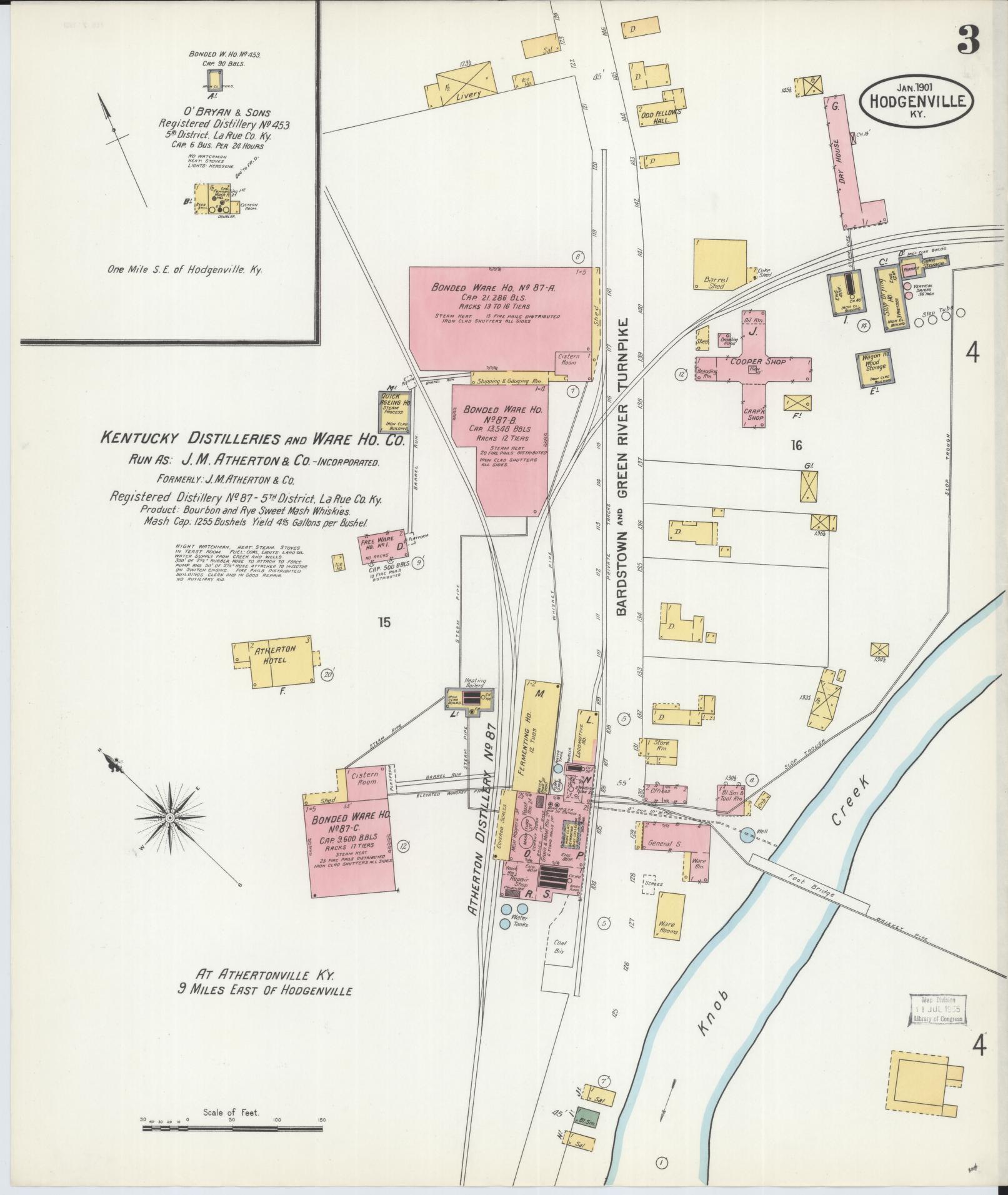 Sanborn Fire Insurance Map from Hodgenville, Larue County, Kentucky (1901), Sheet #0003 - Complete Map Set gallery image, historic Sanborn map, vintage wall art, Kentucky Kentucky