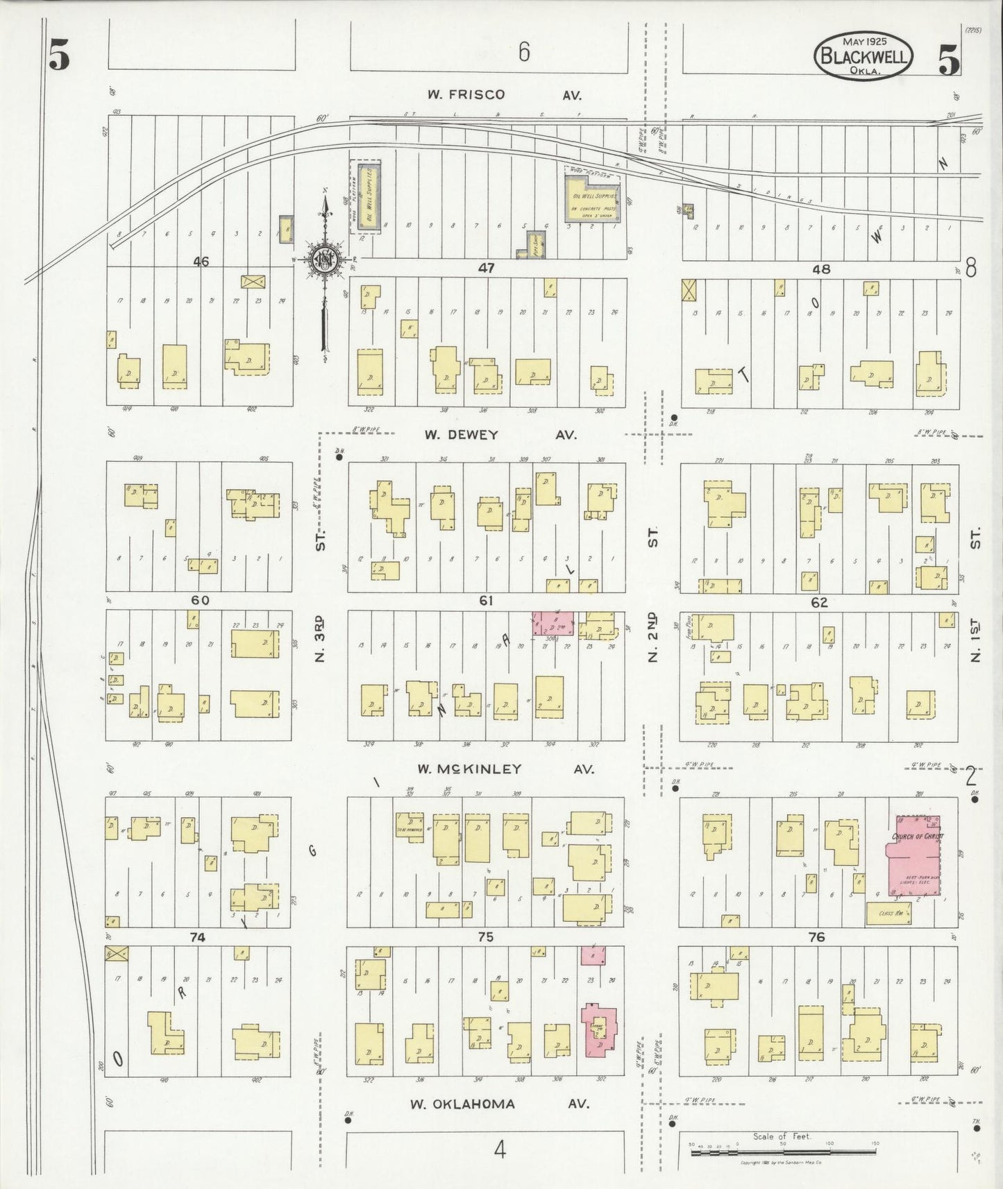 Sanborn Fire Insurance Map from Blackwell, Kay County, Oklahoma (1925), Sheet #0005 - Complete Map Set gallery image, historic Sanborn map, vintage wall art, Oklahoma Oklahoma