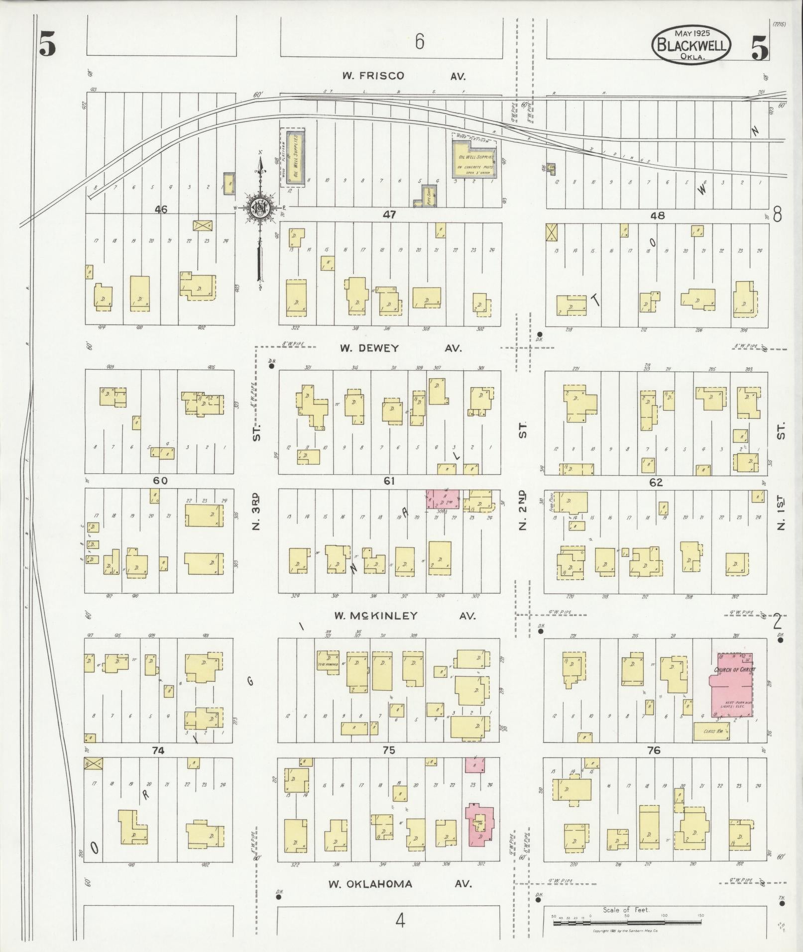 Sanborn Fire Insurance Map from Blackwell, Kay County, Oklahoma (1925), Sheet #0005 - Complete Map Set gallery image, historic Sanborn map, vintage wall art, Oklahoma Oklahoma