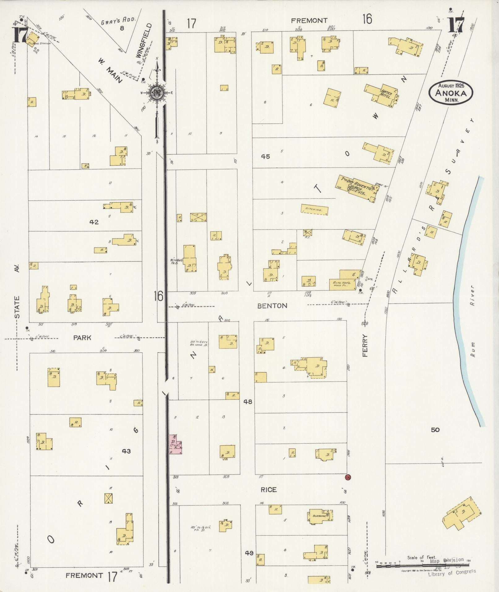 Sanborn Fire Insurance Map from Anoka, Anoka County, Minnesota (1925), Sheet #0017 - Complete Map Set gallery image, historic Sanborn map, vintage wall art, Minnesota Minnesota