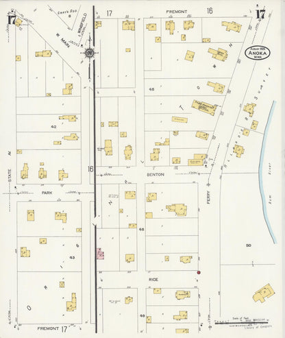 Sanborn Fire Insurance Map from Anoka, Anoka County, Minnesota (1925), Sheet #0017 - Complete Map Set gallery image, historic Sanborn map, vintage wall art, Minnesota Minnesota