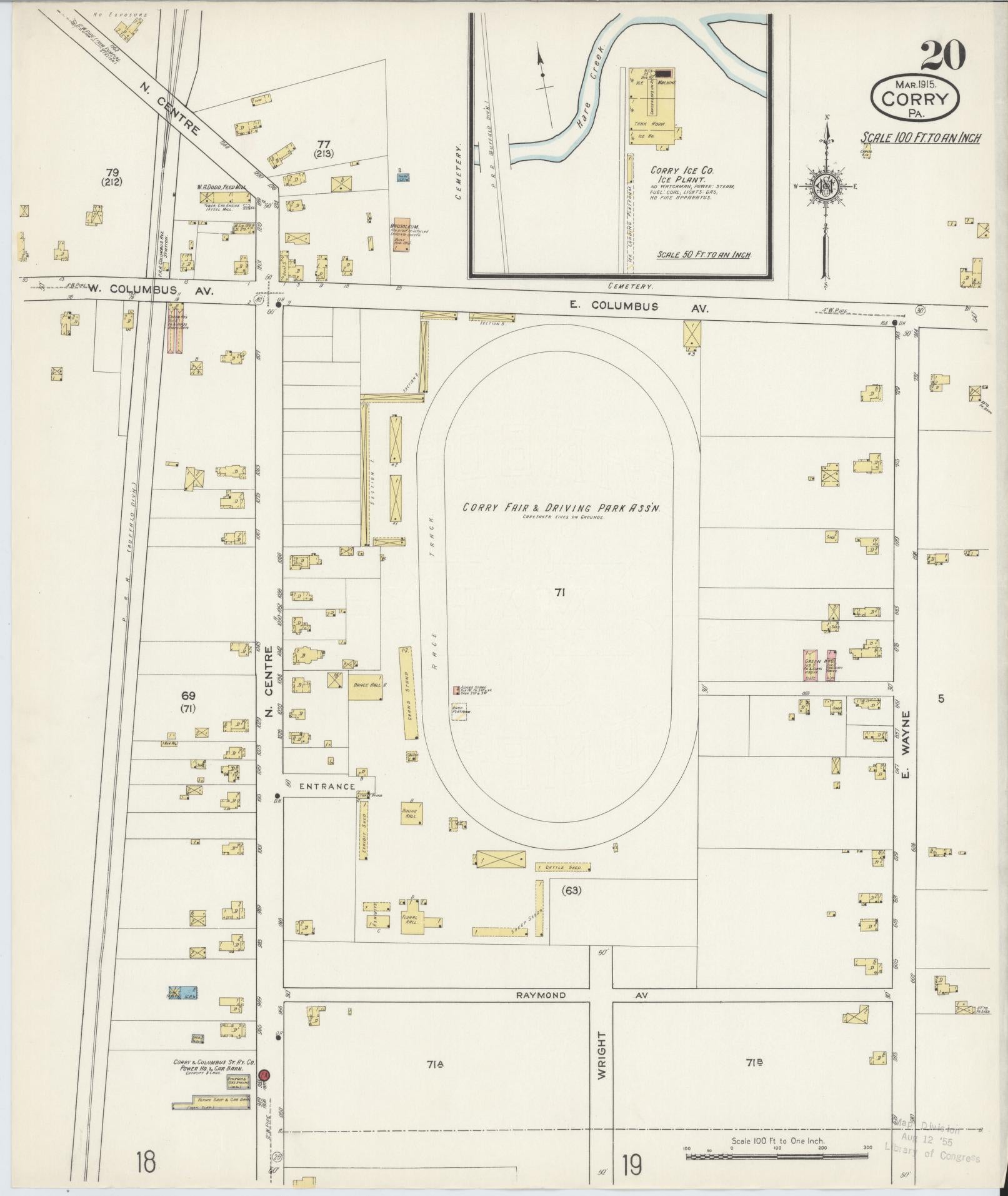 Sanborn Fire Insurance Map from Corry, Erie County, Pennsylvania (1915), Sheet #0020 - Historic Sanborn Fire Insurance Map Print, vintage old map wall art, antique decor, genealogy gift, Pennsylvania Pennsylvania map