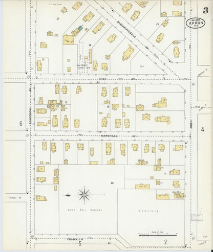 Sanborn Fire Insurance Map from Akron, Erie County, New York (1905), Sheet #0003 - Complete Map Set gallery image, historic Sanborn map, vintage wall art, New York New York