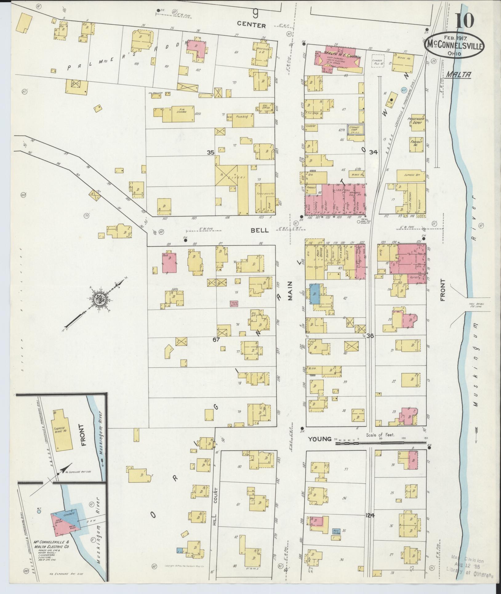Sanborn Fire Insurance Map from McConnelsville, Morgan County, Ohio (1917), Sheet #0010 - Complete Map Set gallery image, historic Sanborn map, vintage wall art, Ohio Ohio