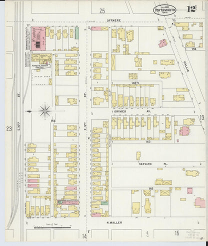 Sanborn Fire Insurance Map from Portsmouth, Scioto County, Ohio (1897), Sheet #0012 - Historic Sanborn Fire Insurance Map Print, vintage old map wall art, antique decor, genealogy gift, Ohio Ohio map