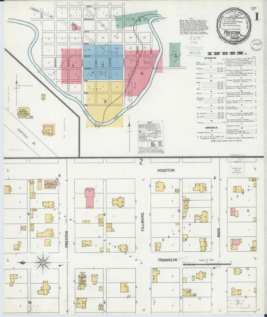 Sanborn Fire Insurance Map from Preston, Fillmore County, Minnesota (1900), Sheet #0001 - Historic Sanborn Fire Insurance Map Print, vintage old map wall art, antique decor, genealogy gift, Minnesota Minnesota map