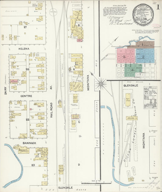Sanborn Fire Insurance Map from Dillon, Beaverhead County, Montana. (1890) – Historic Sanborn Fire Insurance Map Print