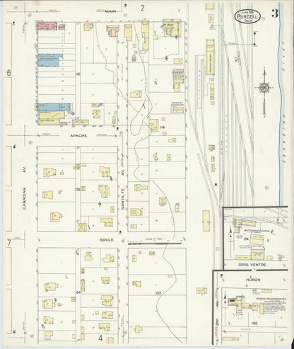 Sanborn Fire Insurance Map from Purcell, McClain County, Oklahoma (1914), Sheet #0003 - Complete Map Set gallery image, historic Sanborn map, vintage wall art, Oklahoma Oklahoma