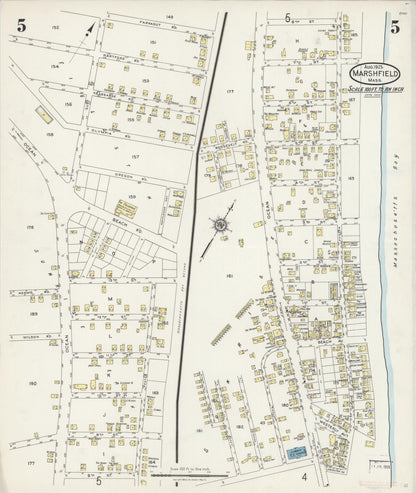 Sanborn Fire Insurance Map from Marshfield, Plymouth County, Massachusetts (1925), Sheet #0005 - Complete Map Set gallery image, historic Sanborn map, vintage wall art, Massachusetts Massachusetts