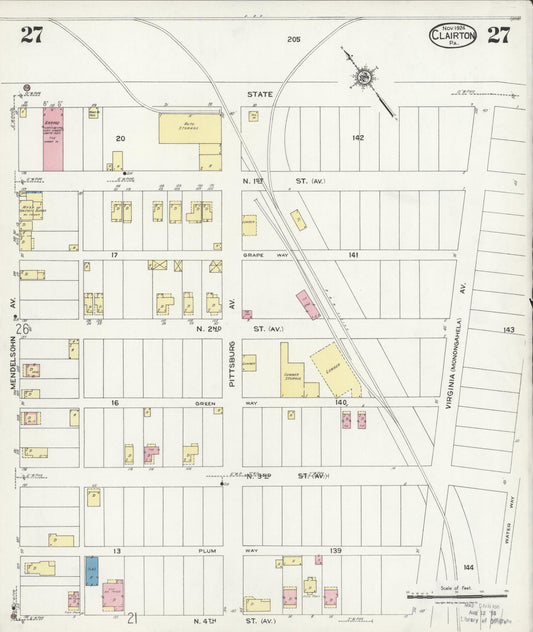 Sanborn Fire Insurance Map from Clairton, Allegheny County, Pennsylvania (1924), Sheet #0027 - Historic Sanborn Fire Insurance Map Print, vintage old map wall art, antique decor, genealogy gift, Pennsylvania Pennsylvania map