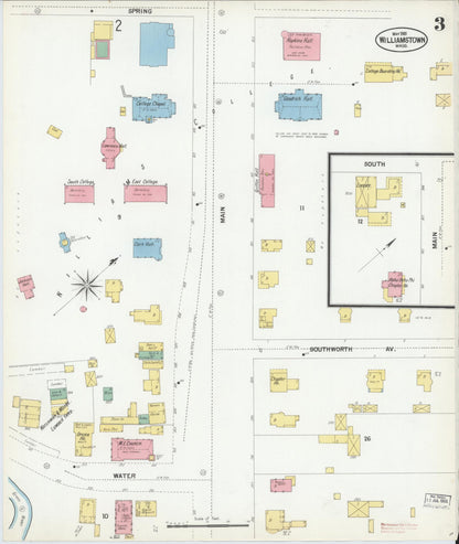Sanborn Fire Insurance Map from Williamstown, Berkshire County, Massachusetts (1901), Sheet #0003 - Complete Map Set gallery image, historic Sanborn map, vintage wall art, Massachusetts Massachusetts