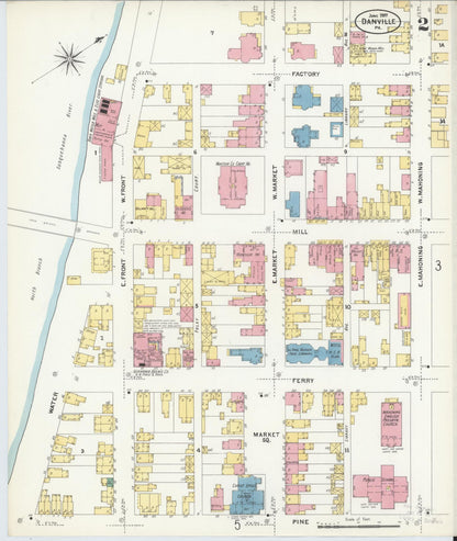 Sanborn Fire Insurance Map from Danville, Montour County, Pennsylvania (1907), Sheet #0002 - Complete Map Set gallery image, historic Sanborn map, vintage wall art, Pennsylvania Pennsylvania