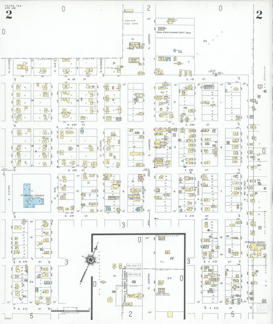 Sanborn Fire Insurance Map from Crane, Crane County, Texas (1951), Sheet #0002 - Historic Sanborn Fire Insurance Map Print, vintage old map wall art, antique decor, genealogy gift, Texas Texas map