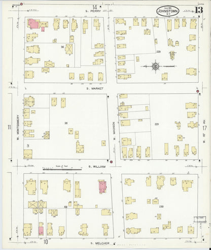 Sanborn Fire Insurance Map from Johnstown, Fulton County, New York (1912), Sheet #0013 - Complete Map Set gallery image, historic Sanborn map, vintage wall art, New York New York