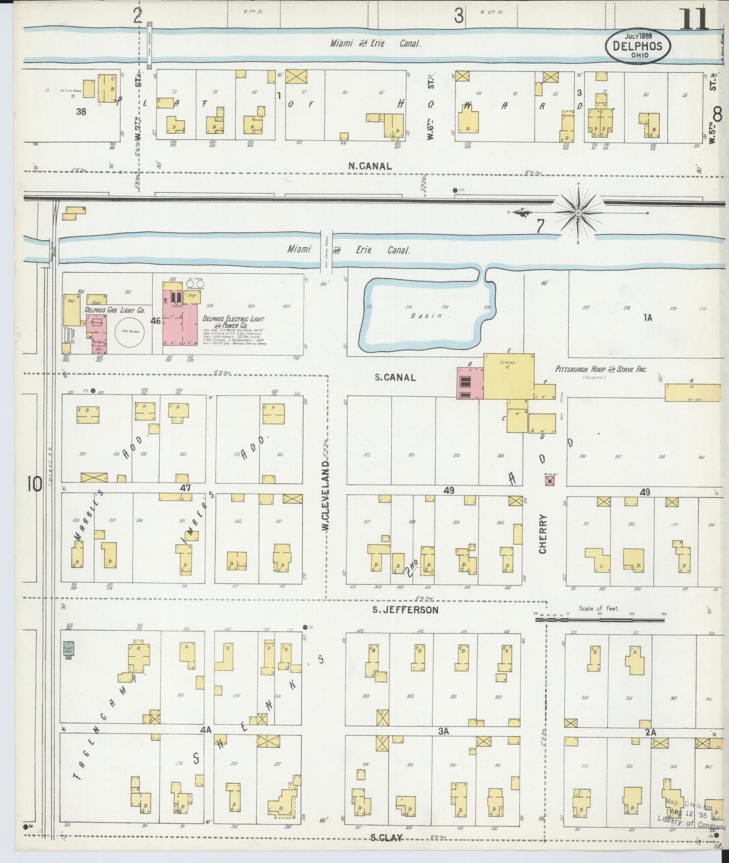 Sanborn Fire Insurance Map from Delphos, Van Wert And Allen Counties, Ohio (1899), Sheet #0011 - Historic Sanborn Fire Insurance Map Print, vintage old map wall art, antique decor, genealogy gift, Ohio Ohio map