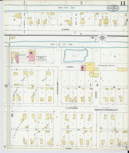 Sanborn Fire Insurance Map from Delphos, Van Wert And Allen Counties, Ohio (1899), Sheet #0011 - Historic Sanborn Fire Insurance Map Print, vintage old map wall art, antique decor, genealogy gift, Ohio Ohio map