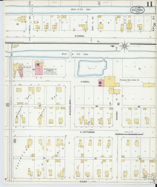 Sanborn Fire Insurance Map from Delphos, Van Wert And Allen Counties, Ohio (1899), Sheet #0011 - Historic Sanborn Fire Insurance Map Print, vintage old map wall art, antique decor, genealogy gift, Ohio Ohio map