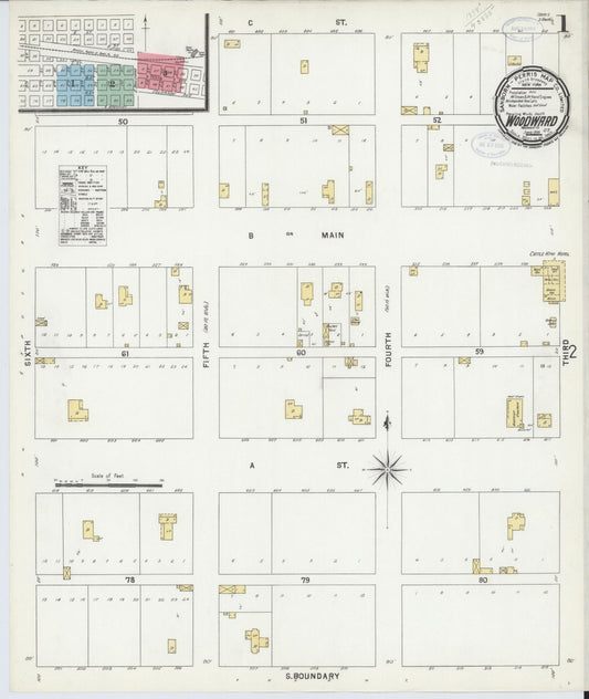 Sanborn Fire Insurance Map from Woodward, Woodward County, Oklahoma (1898), Sheet #0001 - Complete Map Set gallery image, historic Sanborn map, vintage wall art, Oklahoma Oklahoma