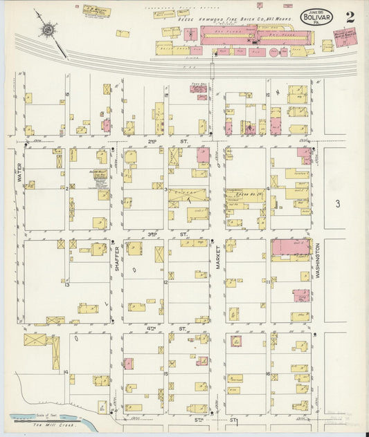 Sanborn Fire Insurance Map from Bolivar, Westmoreland County, Pennsylvania (1915), Sheet #0002 - Historic Sanborn Fire Insurance Map Print, vintage old map wall art, antique decor, genealogy gift, Pennsylvania Pennsylvania map