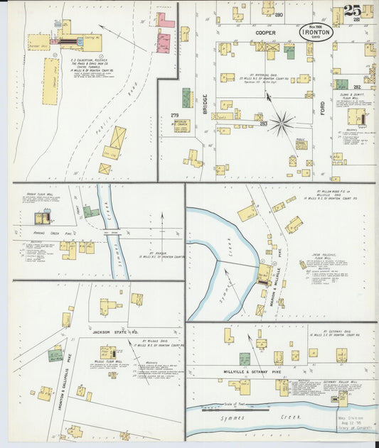 Sanborn Fire Insurance Map from Ironton, Lawrence County, Ohio (1900), Sheet #0025 - Historic Sanborn Fire Insurance Map Print, vintage old map wall art, antique decor, genealogy gift, Ohio Ohio map