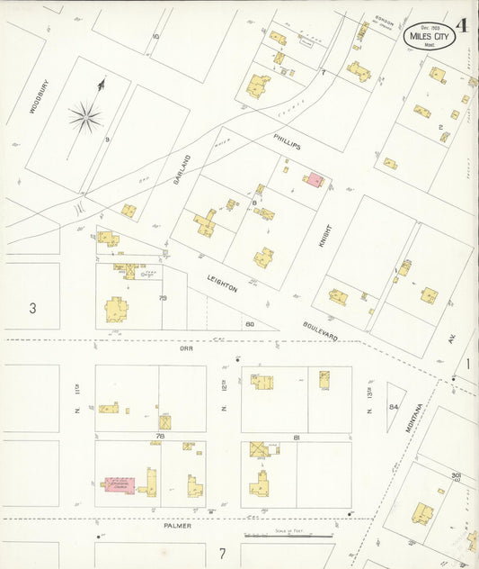 Sanborn Fire Insurance Map from Miles City, Custer County, Montana (1904), Sheet #0004 - Historic Sanborn Fire Insurance Map Print, vintage old map wall art, antique decor, genealogy gift, Montana Montana map