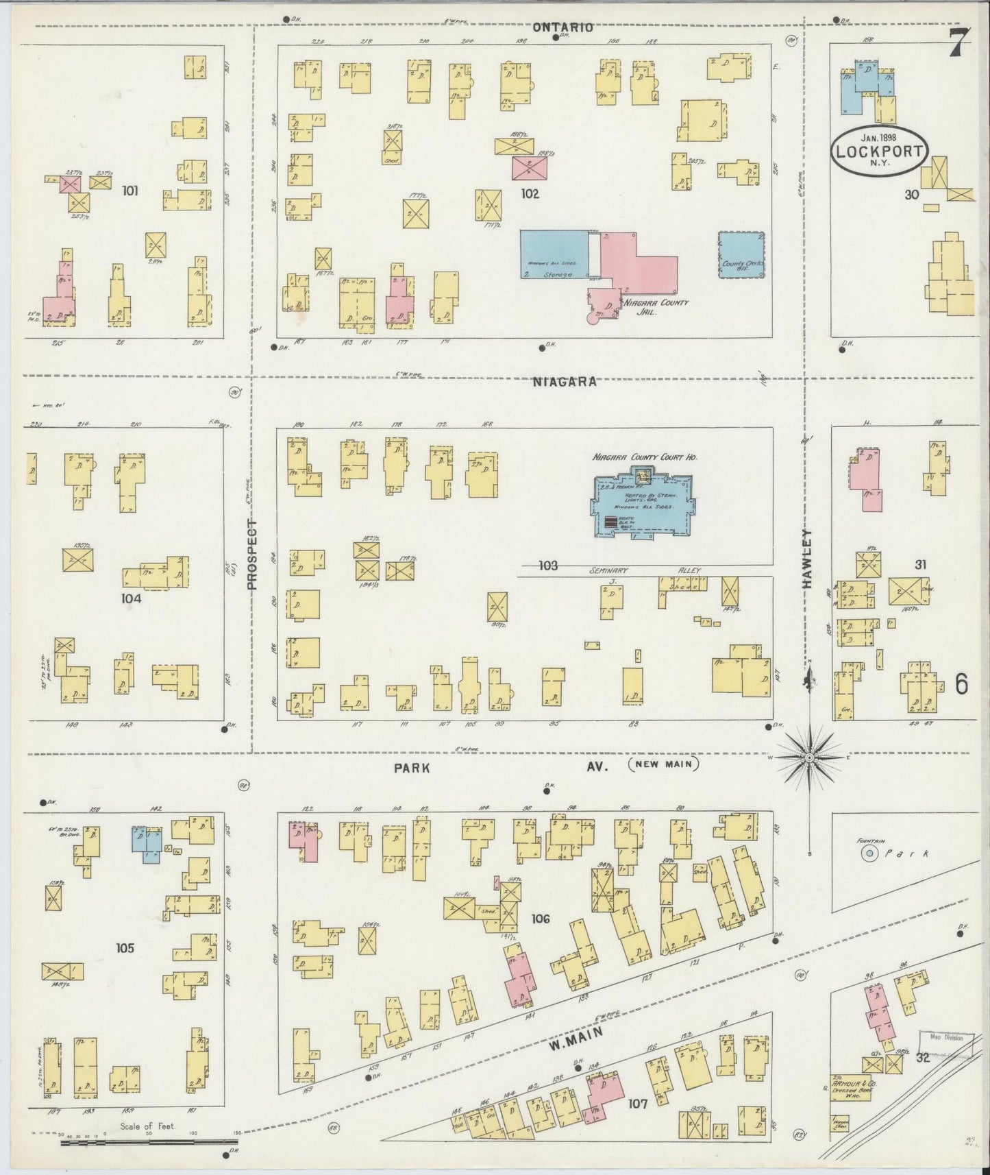 Sanborn Fire Insurance Map from Lockport, Niagara County, New York (1898), Sheet #0007 - Complete Map Set gallery image, historic Sanborn map, vintage wall art, New York New York