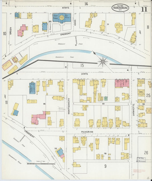 Sanborn Fire Insurance Map from Ogdensburg, St. Lawrence County, New York (1904), Sheet #0011 - Historic Sanborn Fire Insurance Map Print, vintage old map wall art, antique decor, genealogy gift, New York New York map