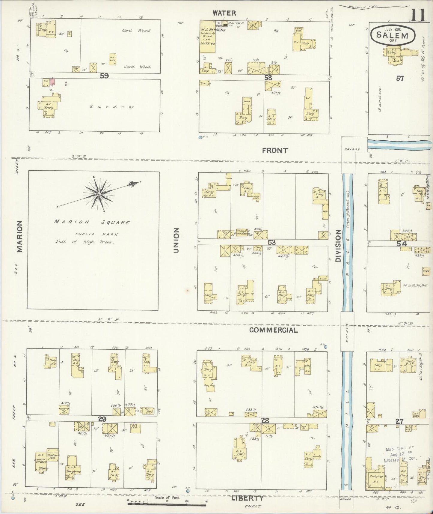 Sanborn Fire Insurance Map from Salem, Marion County, Oregon (1890), Sheet #0011 - Complete Map Set gallery image, historic Sanborn map, vintage wall art, Oregon Oregon