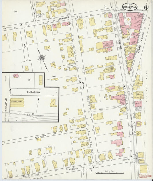 Sanborn Fire Insurance Map from Whitehall, Washington County, New York (1915), Sheet #0006 - Historic Sanborn Fire Insurance Map Print, vintage old map wall art, antique decor, genealogy gift, New York New York map