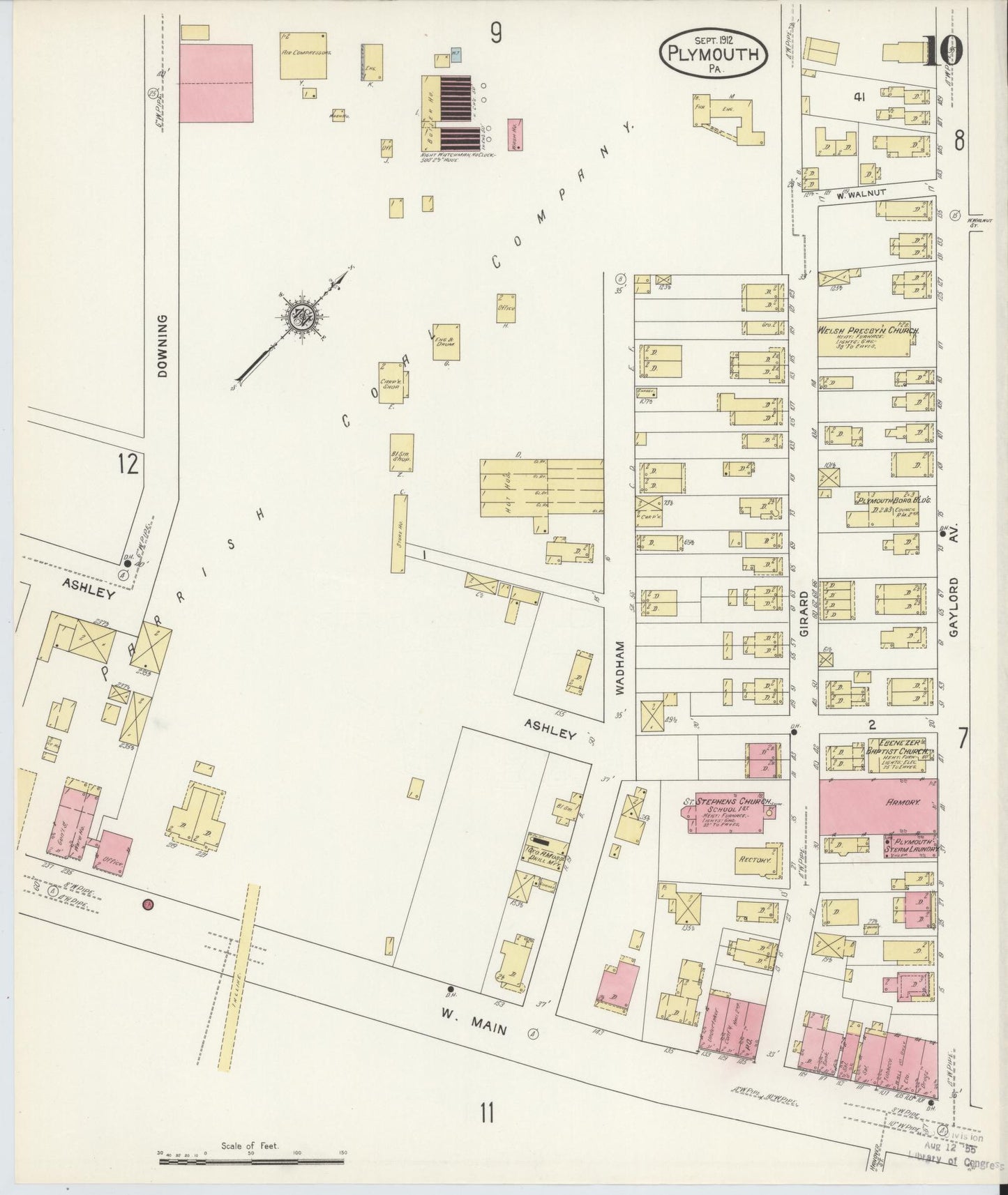 Sanborn Fire Insurance Map from Plymouth, Luzerne County, Pennsylvania (1912), Sheet #0010 - Complete Map Set gallery image, historic Sanborn map, vintage wall art, Pennsylvania Pennsylvania