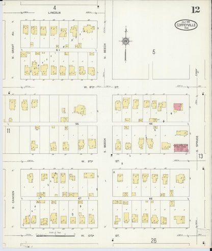 Sanborn Fire Insurance Map from Coffeyville, Montgomery County, Kansas (1913), Sheet #0012 - Complete Map Set gallery image, historic Sanborn map, vintage wall art, Kansas Kansas