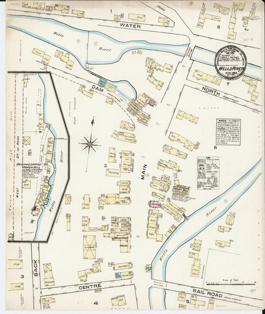Sanborn Fire Insurance Map from Wells River, Orange County, Vermont (1884), Sheet #0001 - Historic Sanborn Fire Insurance Map Print, vintage old map wall art, antique decor, genealogy gift, Vermont Vermont map