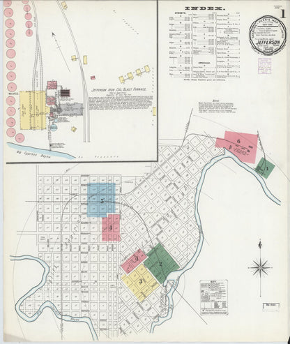 Sanborn Fire Insurance Map from Jefferson, Marion County, Texas (1901), Sheet #0001 - Historic Sanborn Fire Insurance Map Print, vintage old map wall art, antique decor, genealogy gift, Texas Texas map