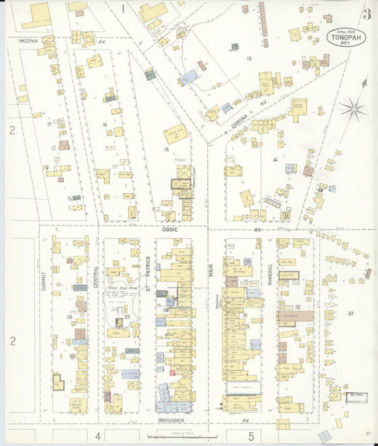 Sanborn Fire Insurance Map from Tonopah, Nye County, Nevada (1905), Sheet #0003 - Historic Sanborn Fire Insurance Map Print, vintage old map wall art, antique decor, genealogy gift, Nevada Nevada map