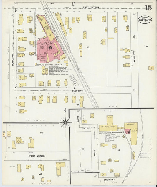 Sanborn Fire Insurance Map from Cortland, Cortland County, New York (1902), Sheet #0015 - Historic Sanborn Fire Insurance Map Print, vintage old map wall art, antique decor, genealogy gift, New York New York map