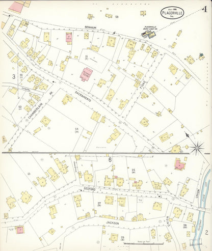 Sanborn Fire Insurance Map from Placerville, El Dorado County, California (1899), Sheet #0004 - Complete Map Set gallery image, historic Sanborn map, vintage wall art, California California