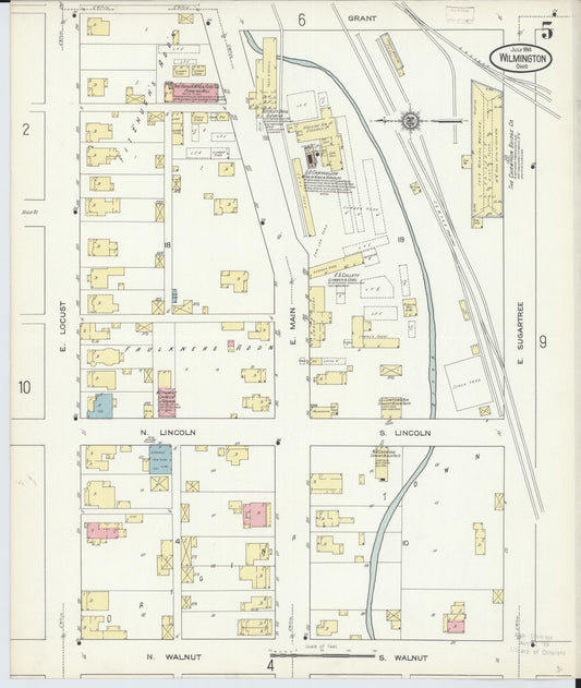 Sanborn Fire Insurance Map from Wilmington, Clinton County, Ohio (1914), Sheet #0005 - Historic Sanborn Fire Insurance Map Print, vintage old map wall art, antique decor, genealogy gift, Ohio Ohio map