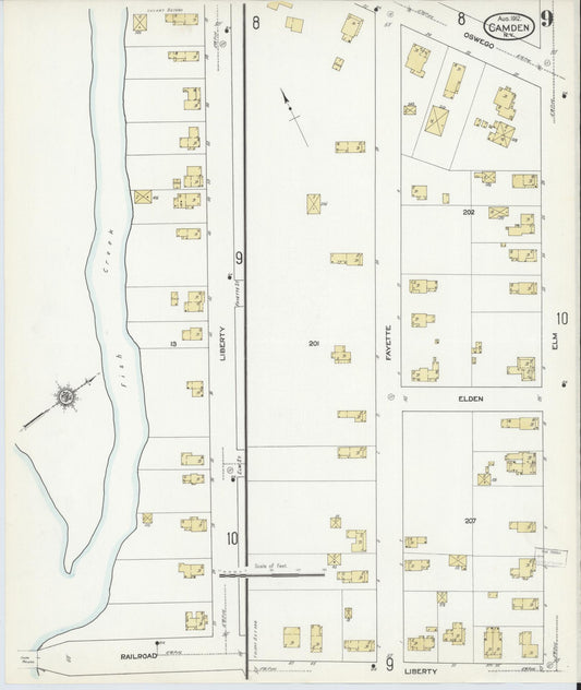 Sanborn Fire Insurance Map from Camden, Oneida County, New York (1912), Sheet #0009 - Historic Sanborn Fire Insurance Map Print, vintage old map wall art, antique decor, genealogy gift, New York New York map