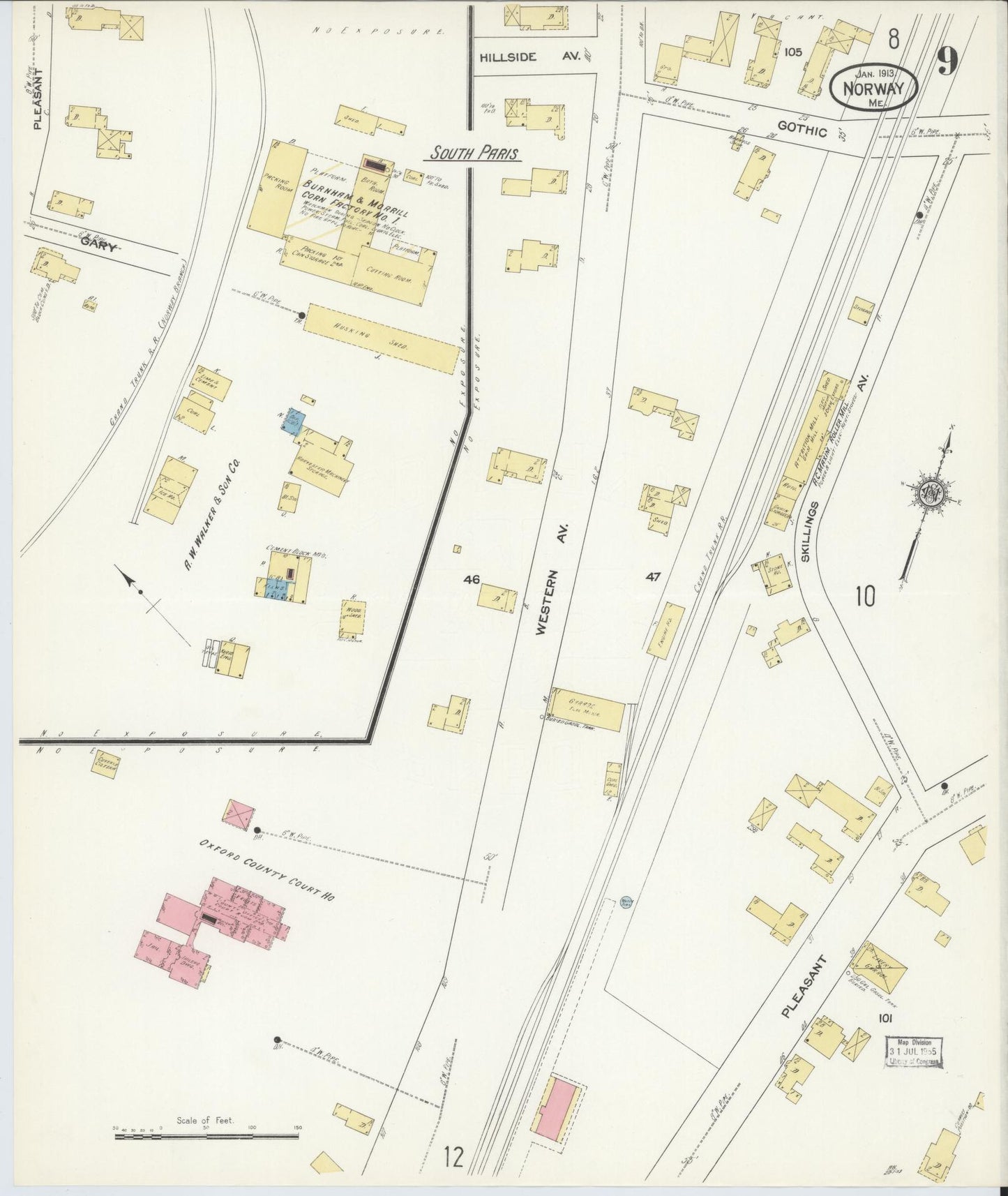 Sanborn Fire Insurance Map from Norway, Oxford County, Maine (1913), Sheet #0009 - Complete Map Set gallery image, historic Sanborn map, vintage wall art, Maine Maine
