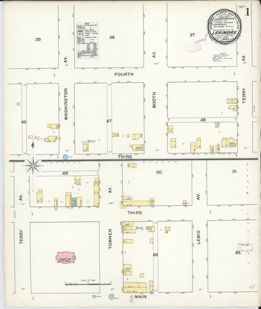 Sanborn Fire Insurance Map from Larimore, Grand Forks County, North Dakota (1892), Sheet #0001 - Historic Sanborn Fire Insurance Map Print, vintage old map wall art, antique decor, genealogy gift, North Dakota North Dakota map