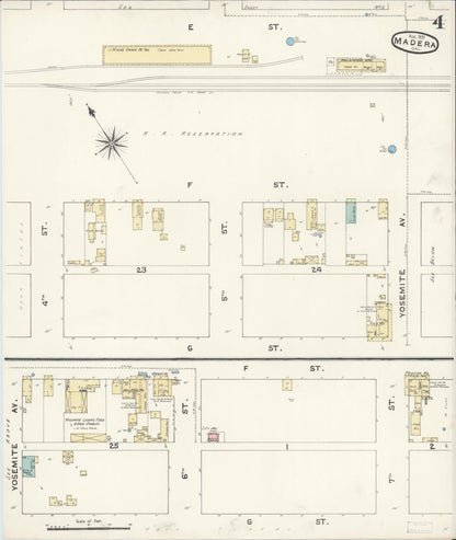 Sanborn Fire Insurance Map from Madera, Madera County, California (1891), Sheet #0004 - Complete Map Set gallery image, historic Sanborn map, vintage wall art, California California