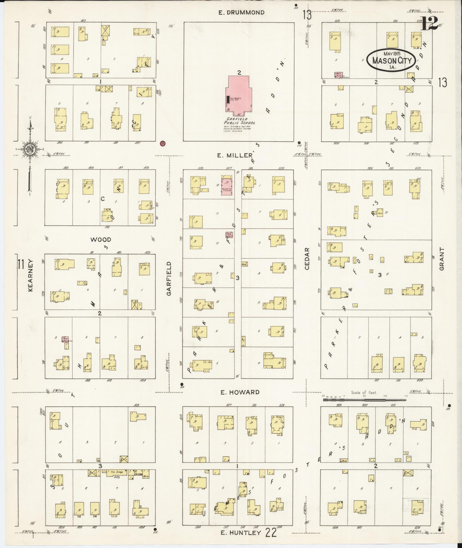 Sanborn Fire Insurance Map from Mason City, Cerro Gordo County, Iowa (1915), Sheet #0012 - Historic Sanborn Fire Insurance Map Print