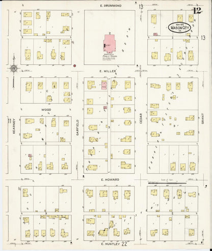 Sanborn Fire Insurance Map from Mason City, Cerro Gordo County, Iowa (1915), Sheet #0012 - Historic Sanborn Fire Insurance Map Print