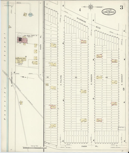 Sanborn Fire Insurance Map from Long Beach, Nassau County, New York (1914), Sheet #0003 - Historic Sanborn Fire Insurance Map Print, vintage old map wall art, antique decor, genealogy gift, New York New York map