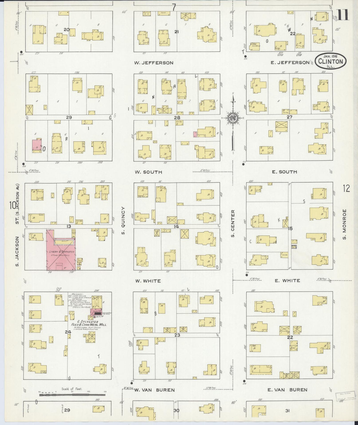 Sanborn Fire Insurance Map from Clinton, De Witt County, Illinois (1916), Sheet #0011 - Complete Map Set gallery image, historic Sanborn map, vintage wall art, Illinois Illinois
