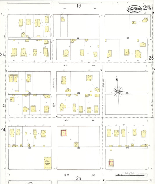 Sanborn Fire Insurance Map from Lewiston, Nez Perce County, Idaho (1909), Sheet #0025 - Historic Sanborn Fire Insurance Map Print, vintage old map wall art, antique decor, genealogy gift, Idaho Idaho map