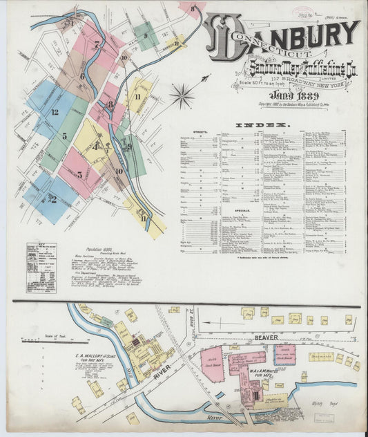 Sanborn Fire Insurance Map from Danbury, Fairfield County, Connecticut. (1889) – Historic Sanborn Fire Insurance Map Print