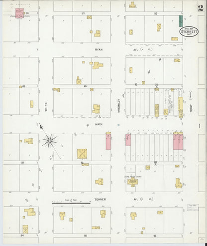 Sanborn Fire Insurance Map from Sterrett, Bryan County, Oklahoma (1904), Sheet #0002 - Complete Map Set gallery image, historic Sanborn map, vintage wall art, Oklahoma Oklahoma